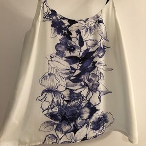 Loft size small silk cami with blue floral design